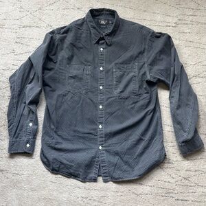 RRL /Double RL Dark  Gray / Charcoal Microdot Button Down Striped Shirt 
Size XL